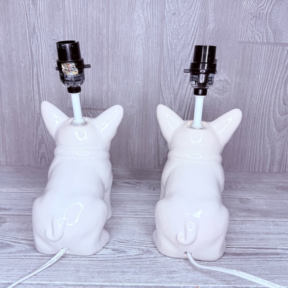 Target French bulldog cermic white lamps 2015/2016 one repairs as shown lights - Picture 5 of 15